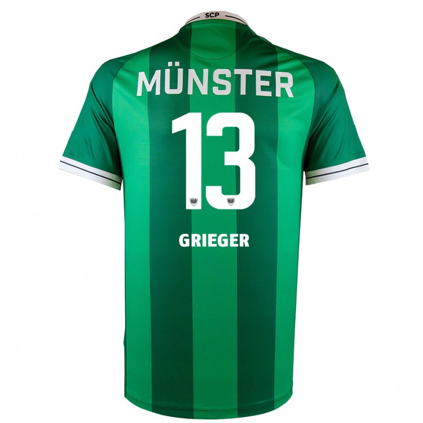 Danxen Criança Camisola Dominik Grieger #13 Verde Branco Principal 2025/26 Camisa
