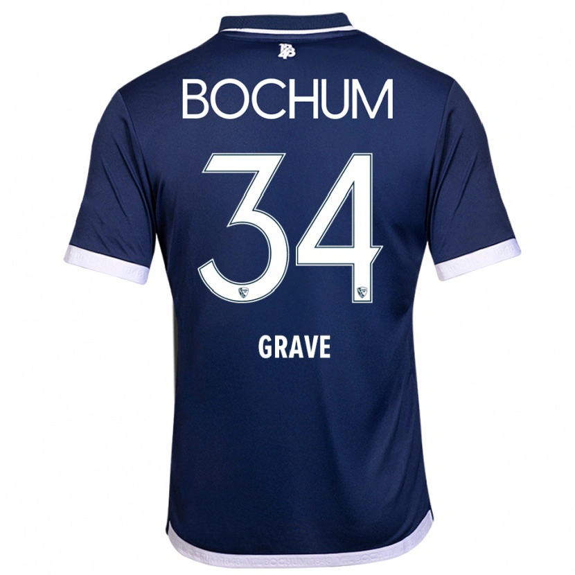 Danxen Criança Camisola Paul Grave #34 Azul Marinho Branco Principal 2025/26 Camisa