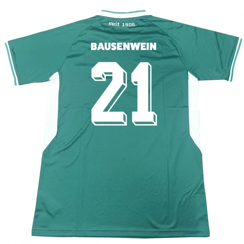 Danxen Criança Camisola Lauris Bausenwein #21 Verde Branco Principal 2025/26 Camisa