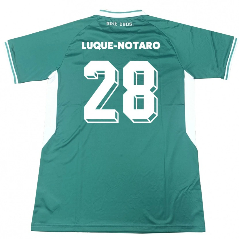 Danxen Criança Camisola Fabio Luque-Notaro #28 Verde Branco Principal 2025/26 Camisa