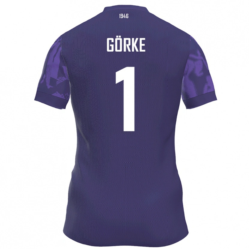 Danxen Criança Camisola Arthur Görke #1 Roxo Branco Principal 2025/26 Camisa