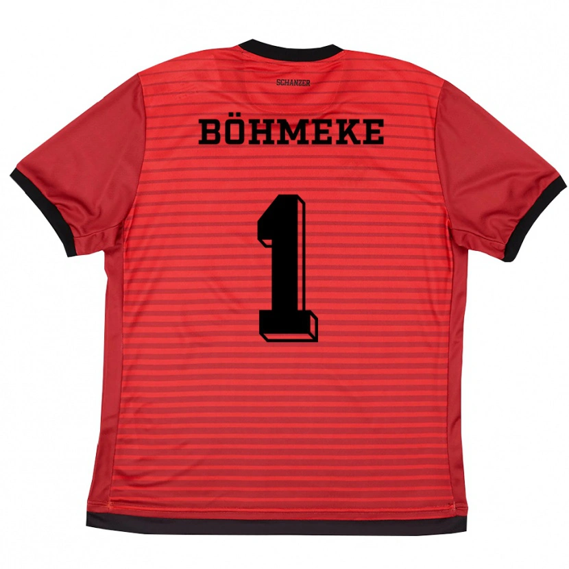 Danxen Criança Camisola Lars Böhmeke #1 Vermelho Preto Principal 2025/26 Camisa