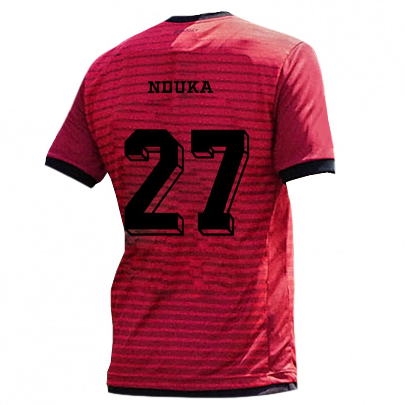 Danxen Criança Camisola Donald Nduka #27 Vermelho Preto Principal 2025/26 Camisa
