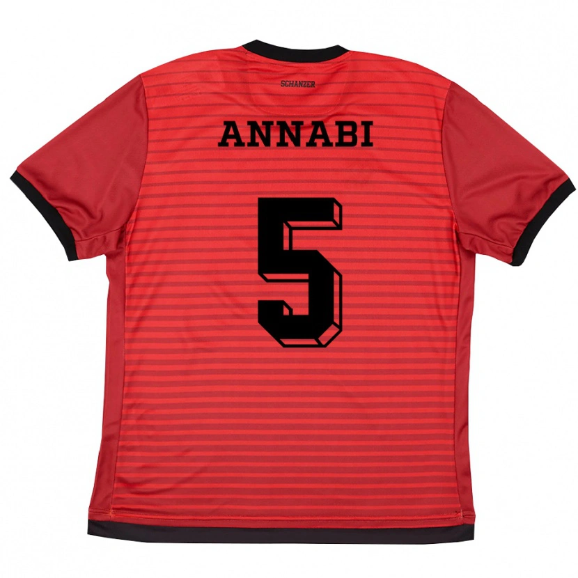 Danxen Criança Camisola Ilias Annabi #5 Vermelho Preto Principal 2025/26 Camisa