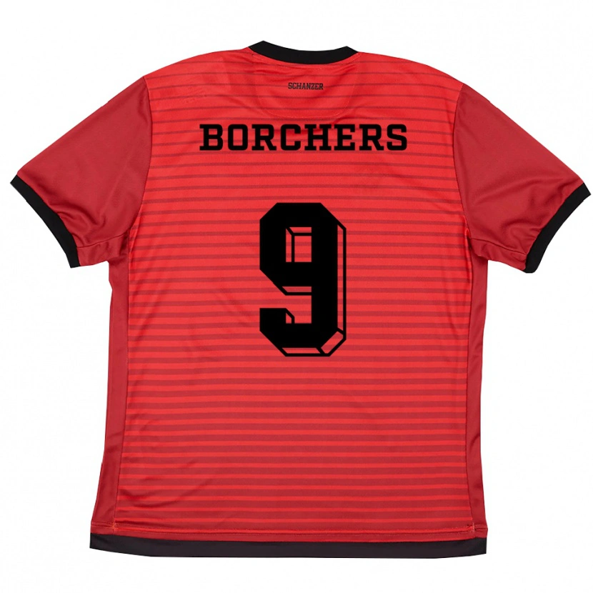Danxen Criança Camisola Mads Borchers #9 Vermelho Preto Principal 2025/26 Camisa