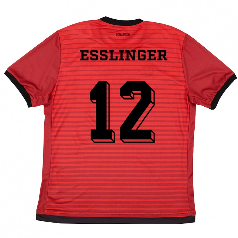 Danxen Criança Camisola Rafael Eßlinger #12 Vermelho Preto Principal 2025/26 Camisa