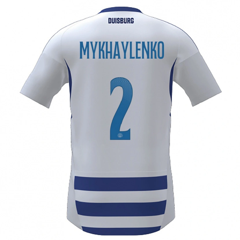 Danxen Criança Camisola Nazar Mykhaylenko #2 Branco Azul Principal 2025/26 Camisa