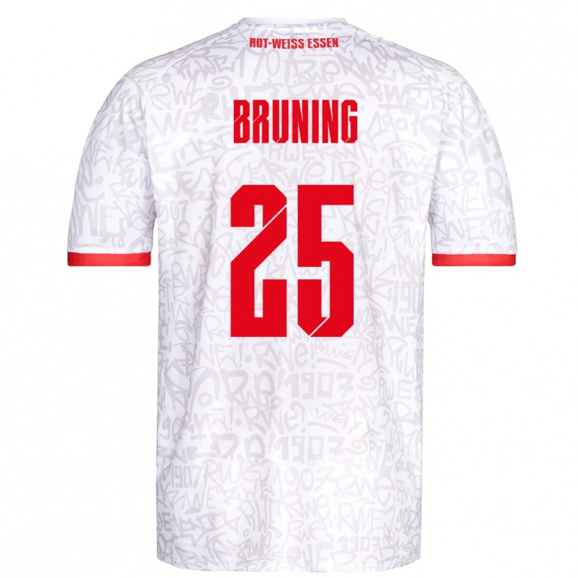 Danxen Criança Camisola Malte Brüning #25 Branco Vermelho Principal 2025/26 Camisa
