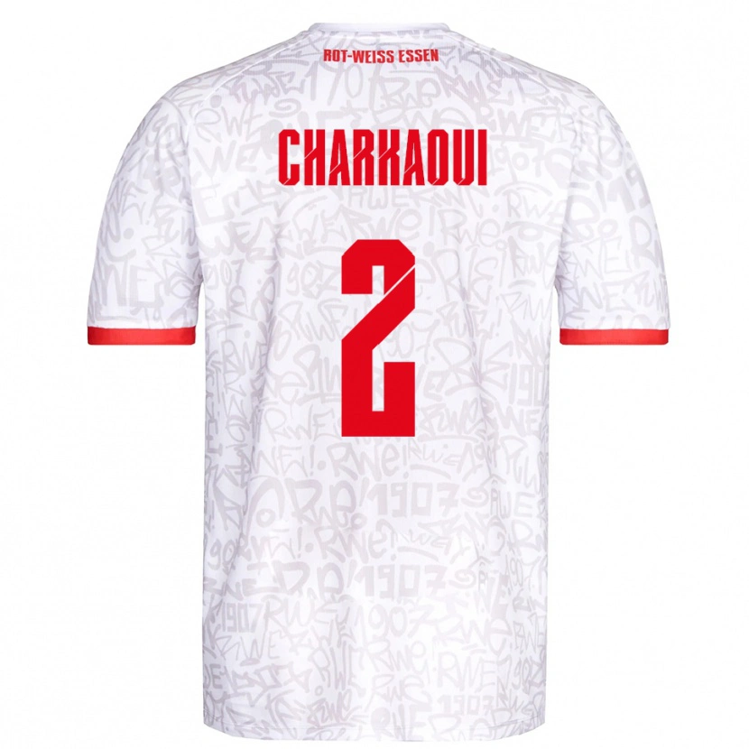 Danxen Criança Camisola Bilal Charkaoui #2 Branco Vermelho Principal 2025/26 Camisa