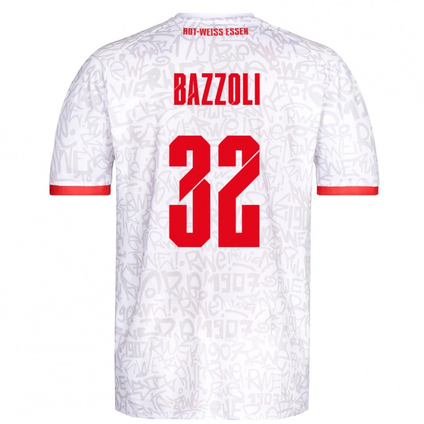 Danxen Criança Camisola Luca Bazzoli #32 Branco Vermelho Principal 2025/26 Camisa