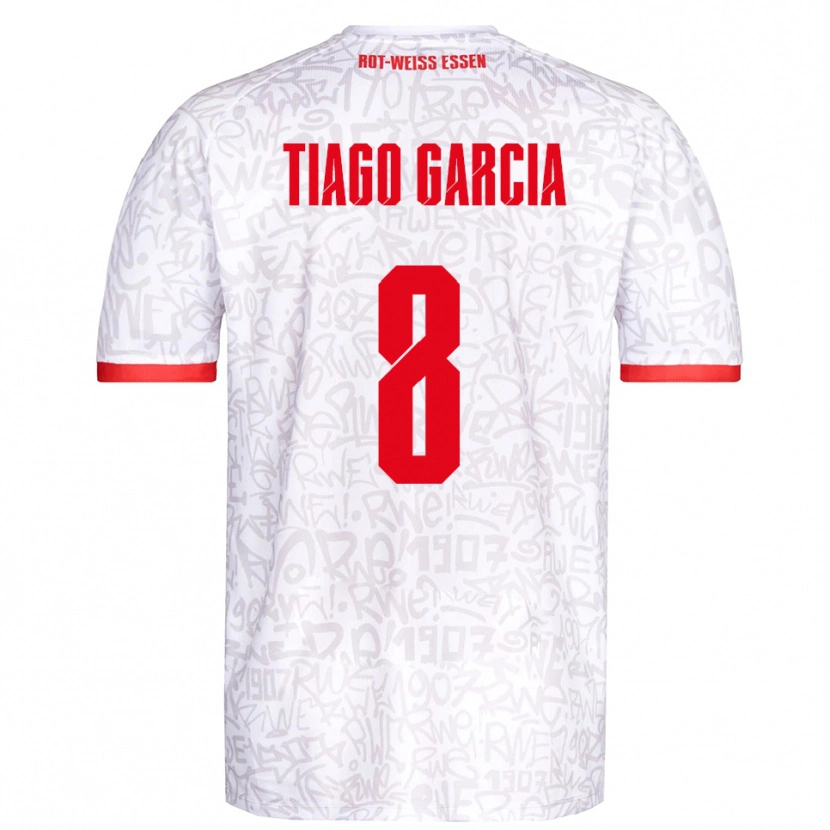 Danxen Criança Camisola Tiago Garcia Rodriguez #8 Branco Vermelho Principal 2025/26 Camisa