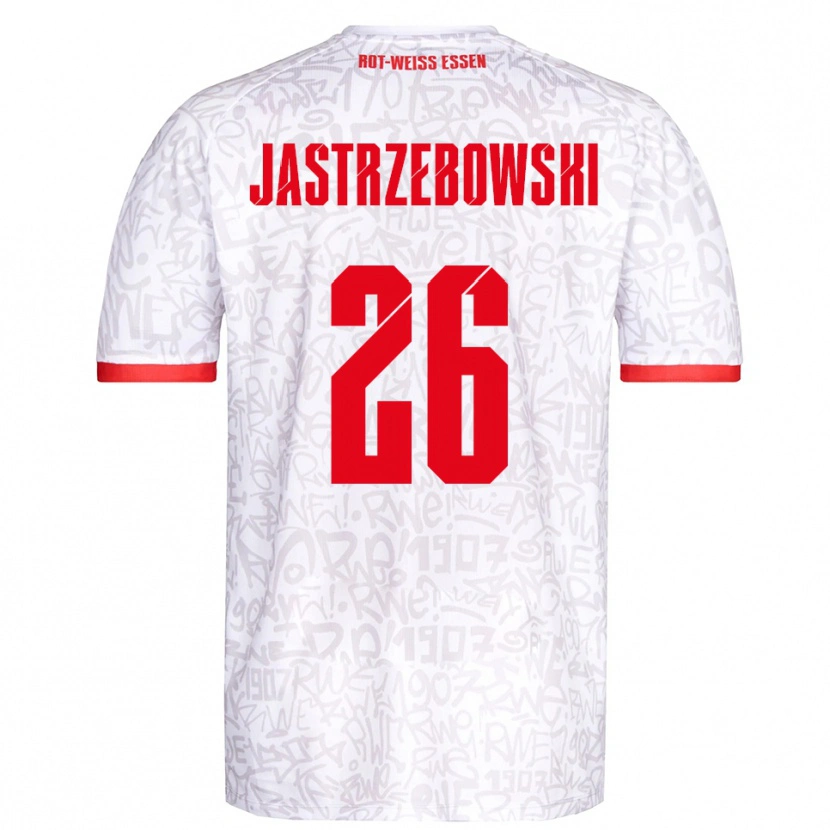 Danxen Criança Camisola Oliver Jastrzebowski #26 Branco Vermelho Principal 2025/26 Camisa