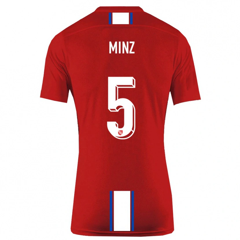 Danxen Criança Camisola Dominic Minz #5 Vermelho Branco Principal 2025/26 Camisa