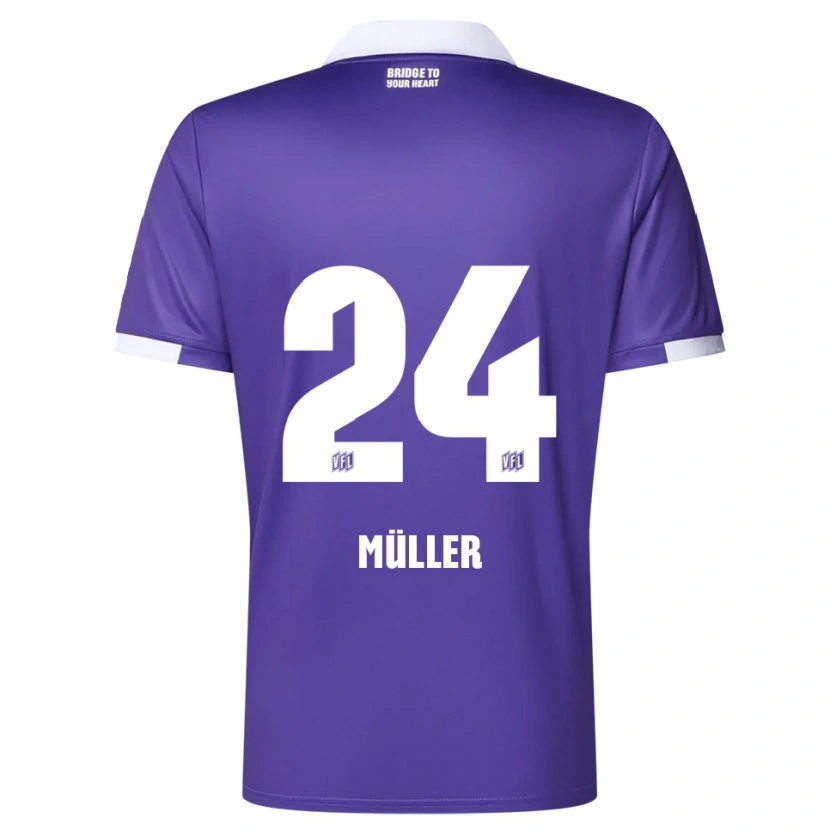 Danxen Criança Camisola Jannik Müller #24 Roxo Branco Principal 2025/26 Camisa