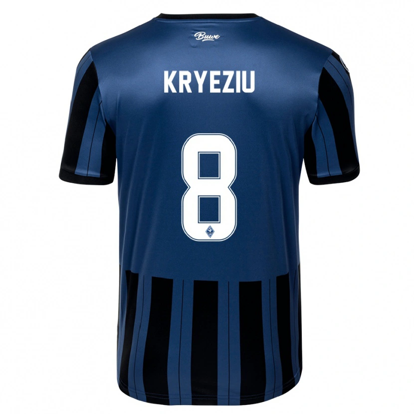 Danxen Criança Camisola Denis Kryeziu #8 Azul Cinzento Preto Principal 2025/26 Camisa