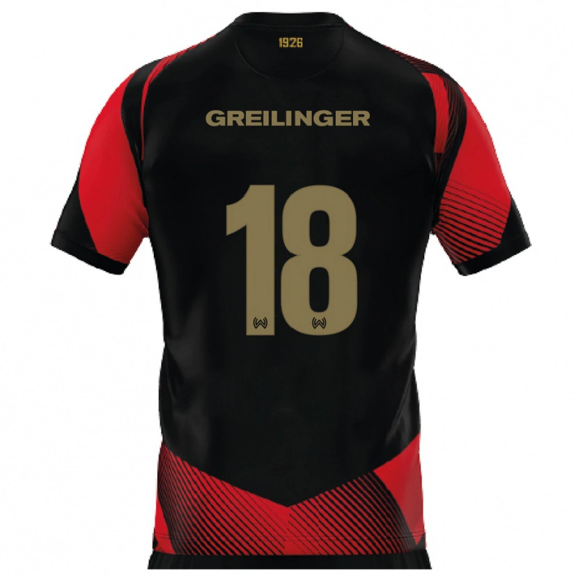 Danxen Criança Camisola Fabian Greilinger #18 Preto Vermelho Principal 2025/26 Camisa