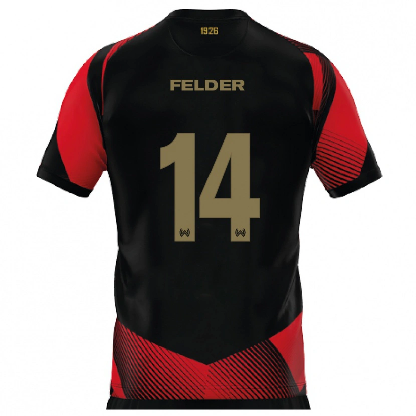 Danxen Criança Camisola Mohamed Felder #14 Preto Vermelho Principal 2025/26 Camisa