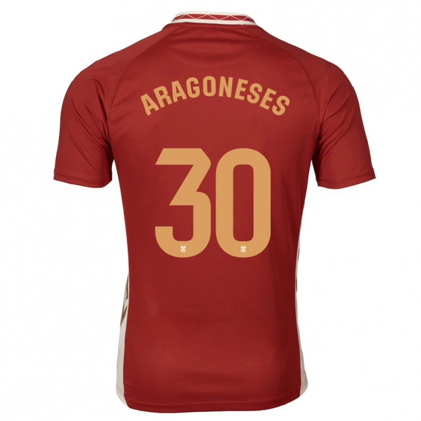 Danxen Criança Camisola Sergio Aragoneses #30 Borgonha Dourado Alternativa 2025/26 Camisa