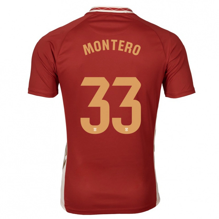 Danxen Criança Camisola Manuel Montero #33 Borgonha Dourado Alternativa 2025/26 Camisa