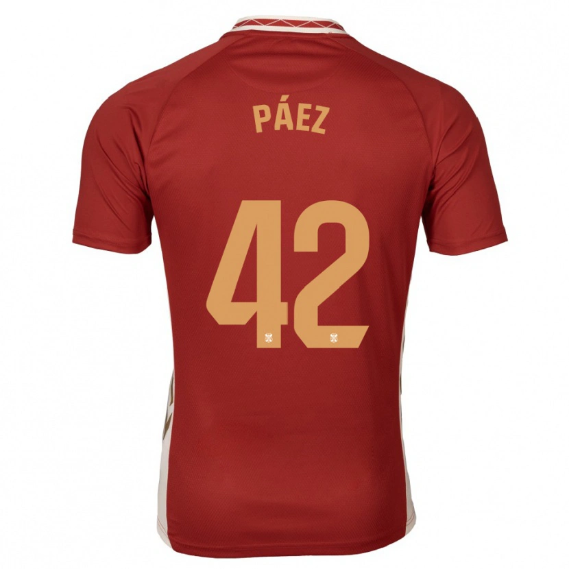 Danxen Criança Camisola David Páez #42 Borgonha Dourado Alternativa 2025/26 Camisa