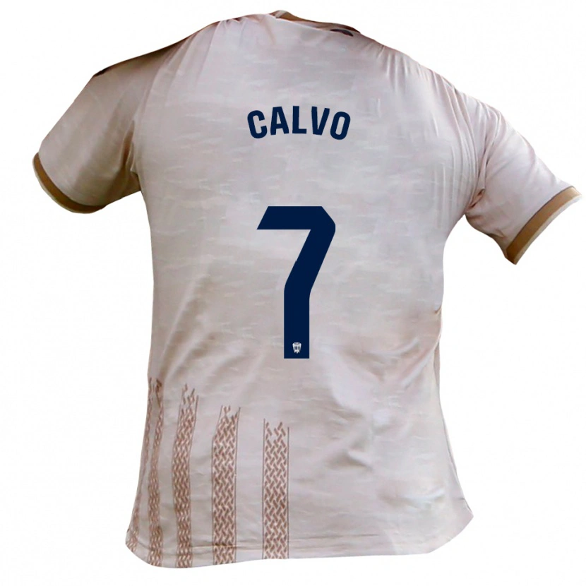 Danxen Criança Camisola Borja Calvo #7 Branco Sujo Castanho Alternativa 2025/26 Camisa
