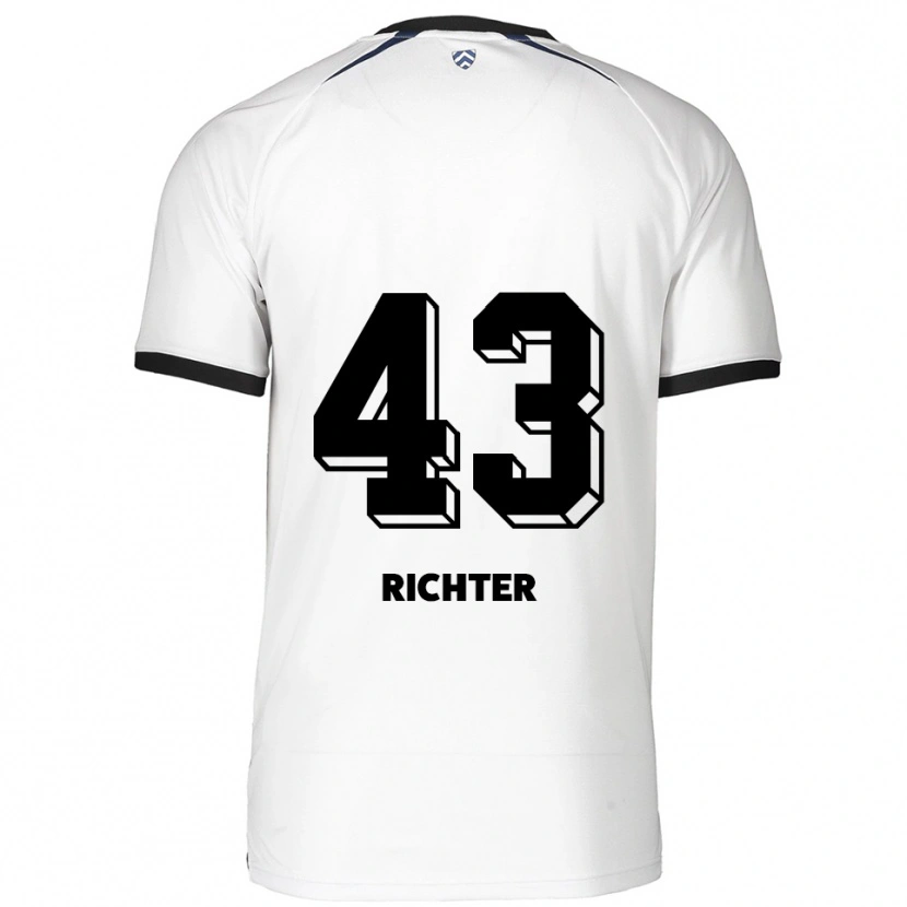 Danxen Criança Camisola Daniel Richter #43 Branco Preto Alternativa 2025/26 Camisa