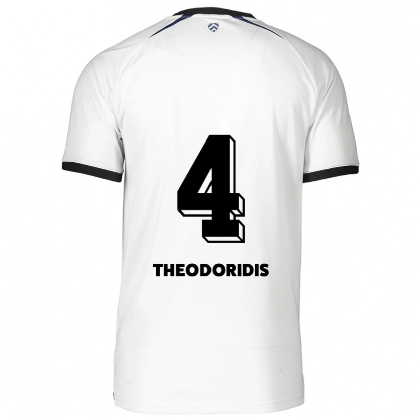 Danxen Criança Camisola Christos Theodoridis #4 Branco Preto Alternativa 2025/26 Camisa