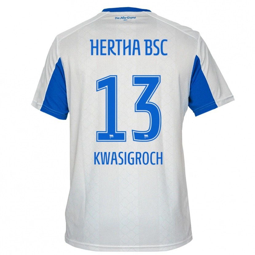 Danxen Criança Camisola Robert Kwasigroch #13 Branco Azul Alternativa 2025/26 Camisa