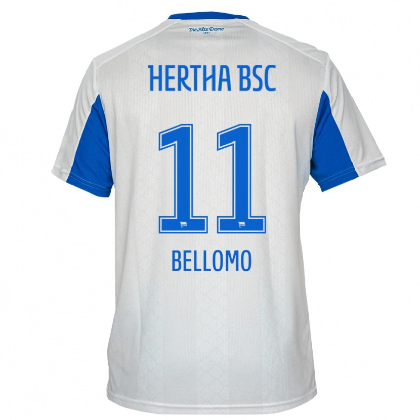 Danxen Criança Camisola Karim Bellomo #11 Branco Azul Alternativa 2025/26 Camisa