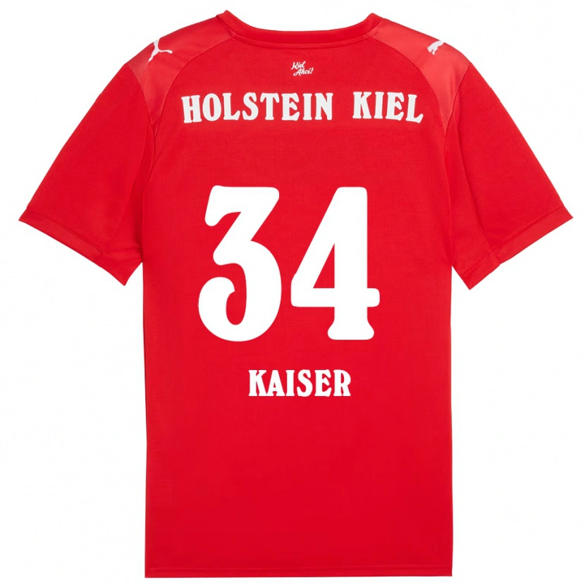 Danxen Criança Camisola Konstantin Kaiser #34 Vermelho Azul Alternativa 2025/26 Camisa