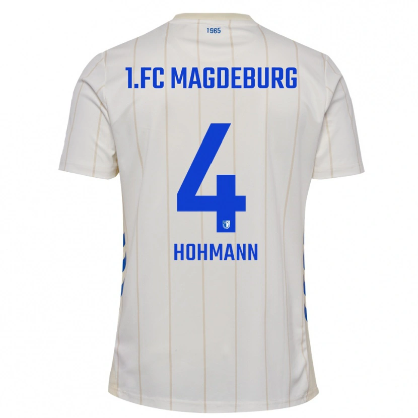 Danxen Criança Camisola Malte Hohmann #4 Branco Azul Alternativa 2025/26 Camisa