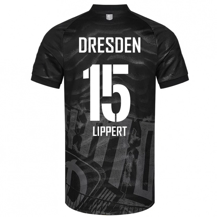 Danxen Criança Camisola Marlon Lippert #15 Preto Cinzento Alternativa 2025/26 Camisa