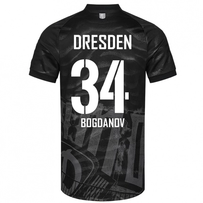 Danxen Criança Camisola Dmytro Bogdanov #34 Preto Cinzento Alternativa 2025/26 Camisa
