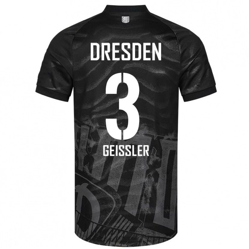 Danxen Criança Camisola Jonathan Geißler #3 Preto Cinzento Alternativa 2025/26 Camisa