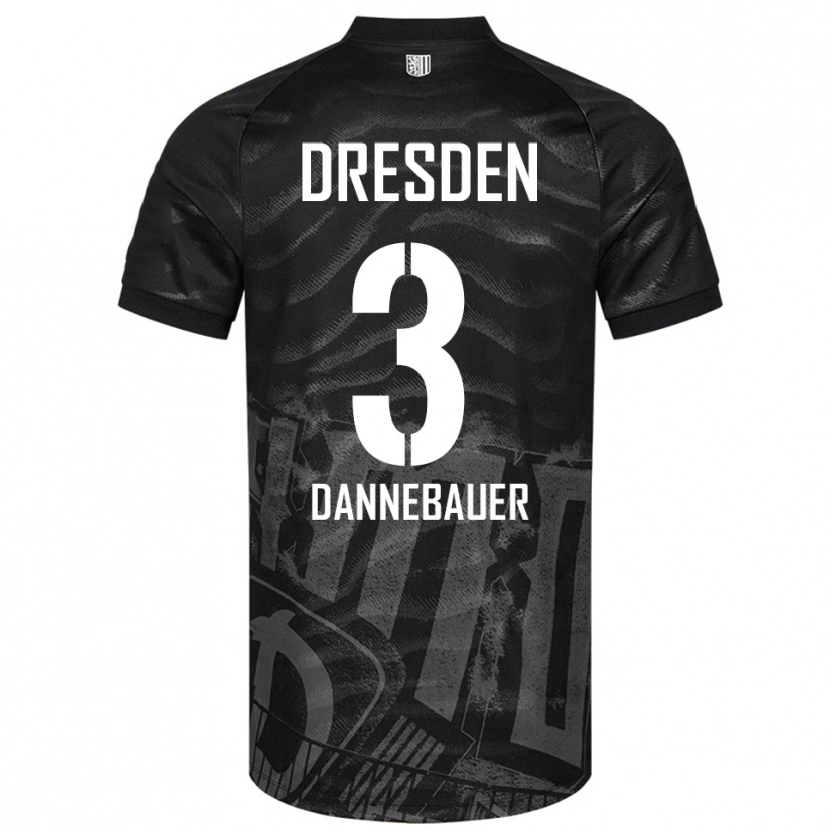Danxen Criança Camisola Elias Dannebauer #3 Preto Cinzento Alternativa 2025/26 Camisa
