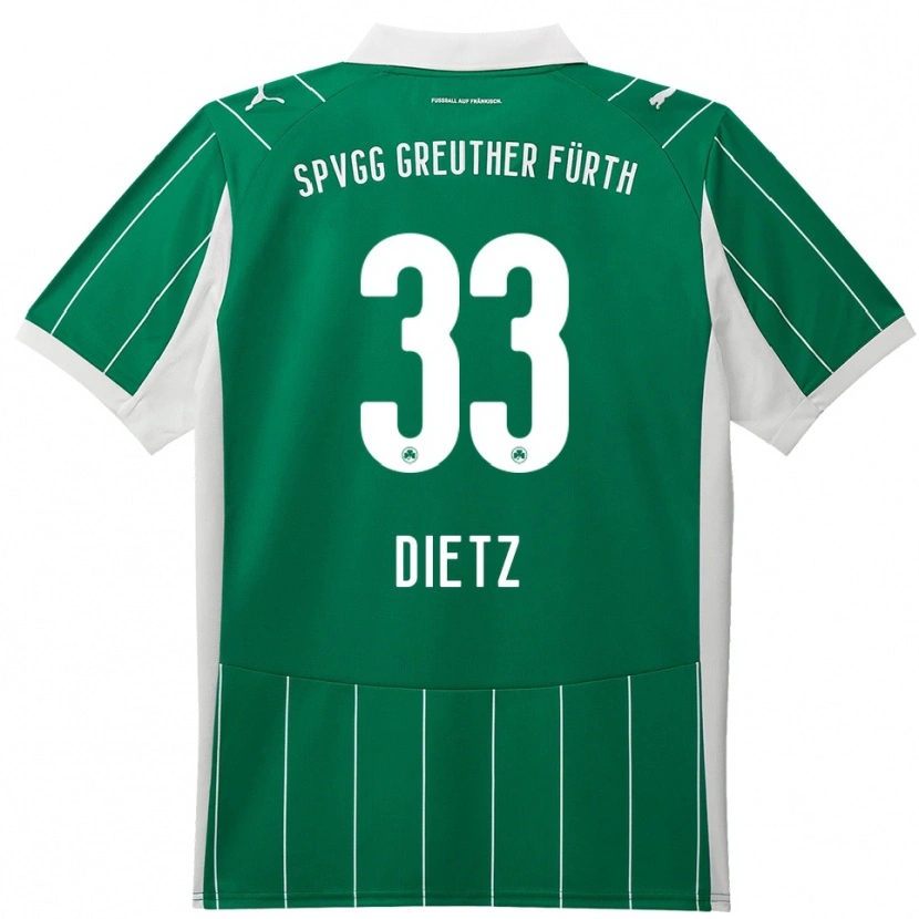 Danxen Criança Camisola Maximilian Dietz #33 Verde Branco Alternativa 2025/26 Camisa