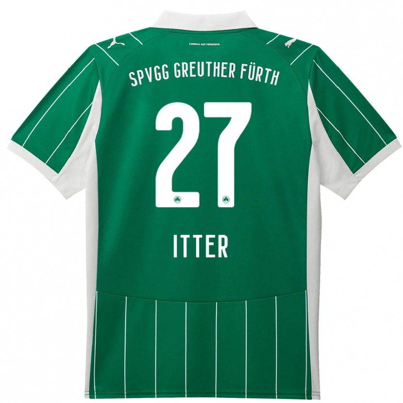 Danxen Criança Camisola Luca Itter #27 Verde Branco Alternativa 2025/26 Camisa