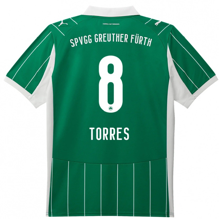 Danxen Criança Camisola Lucas Torres #8 Verde Branco Alternativa 2025/26 Camisa