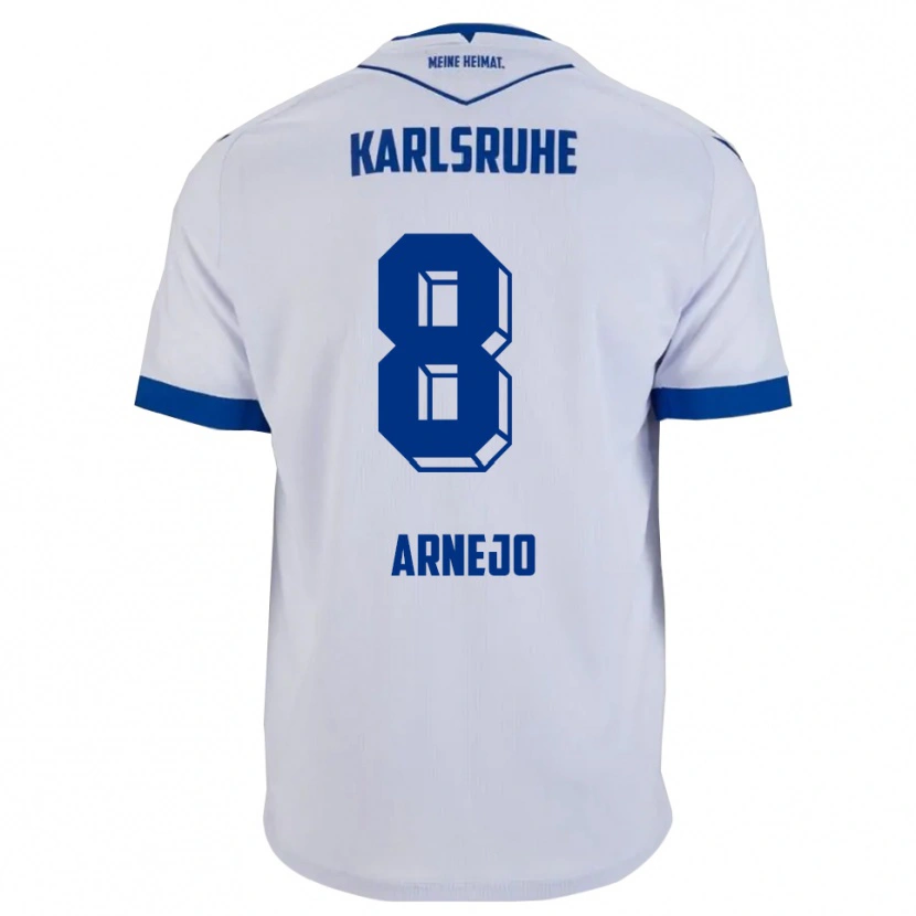 Danxen Criança Camisola Diego Arnejo #8 Branco Azul Alternativa 2025/26 Camisa