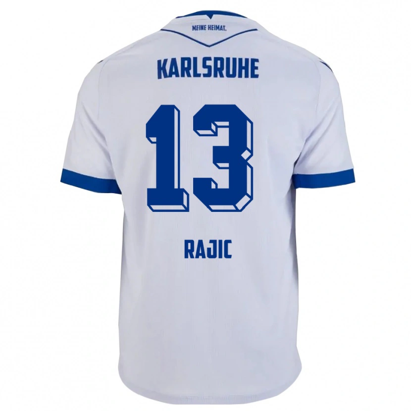 Danxen Criança Camisola Dimitrije Rajic #13 Branco Azul Alternativa 2025/26 Camisa