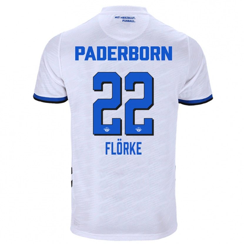 Danxen Criança Camisola Luis Flörke #22 Branco Azul Alternativa 2025/26 Camisa