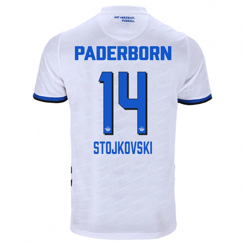 Danxen Criança Camisola Jakov Stojkovski #14 Branco Azul Alternativa 2025/26 Camisa