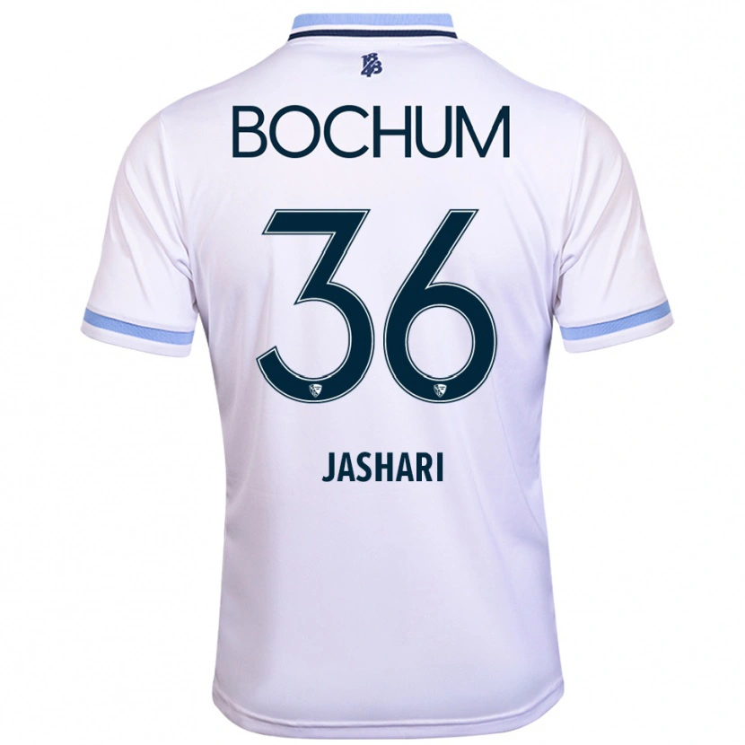Danxen Criança Camisola Lirim Jashari #36 Branco Azul Celeste Alternativa 2025/26 Camisa