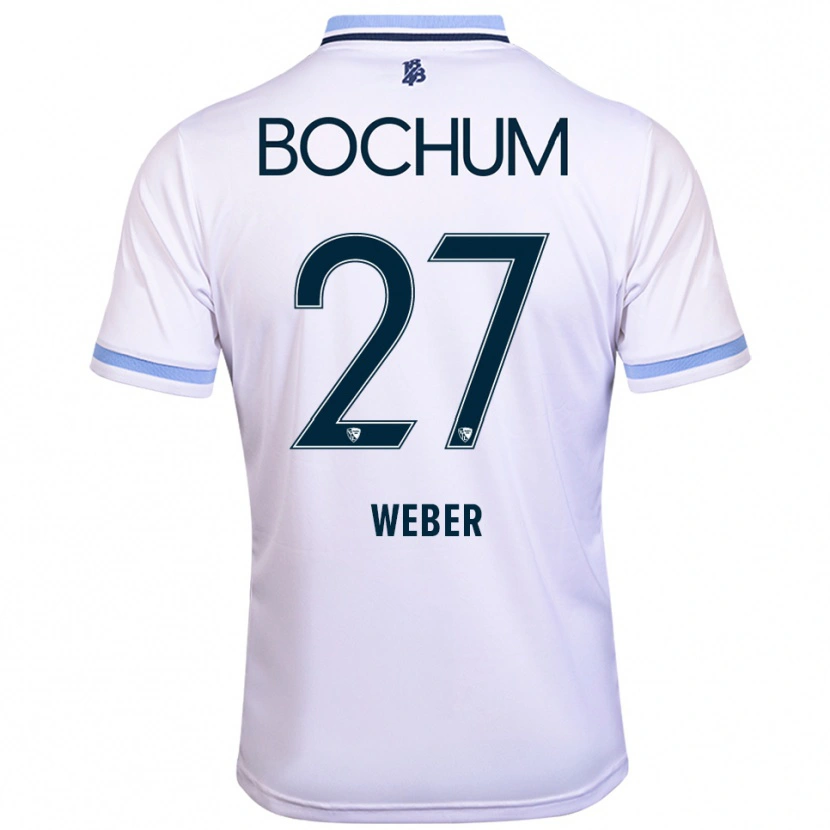 Danxen Criança Camisola Samuel Weber #27 Branco Azul Celeste Alternativa 2025/26 Camisa
