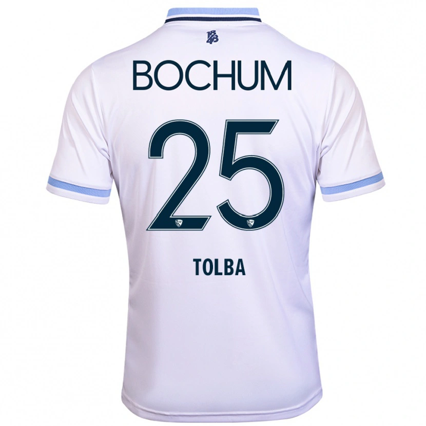 Danxen Criança Camisola Mohammed Tolba #25 Branco Azul Celeste Alternativa 2025/26 Camisa