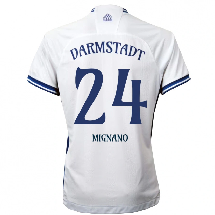 Danxen Criança Camisola Luigi Mignano #24 Branco Azul Alternativa 2025/26 Camisa