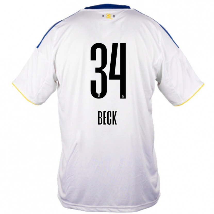 Danxen Criança Camisola Luis Beck #34 Branco Azul Amarelo Alternativa 2025/26 Camisa