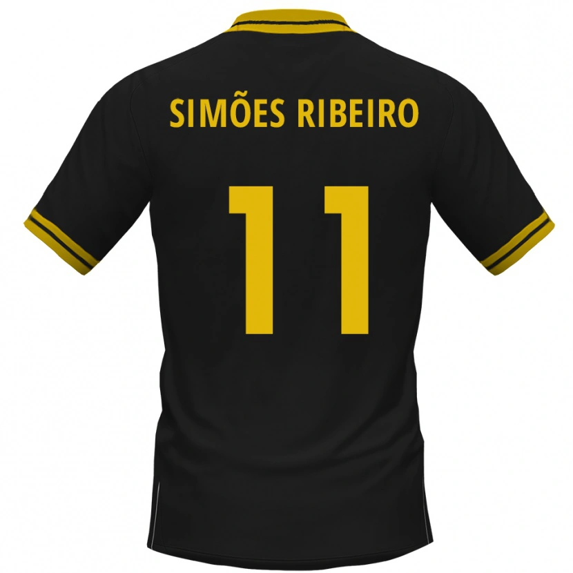 Danxen Criança Camisola Dominik Simões Ribeiro #11 Preto Amarelo Alternativa 2025/26 Camisa