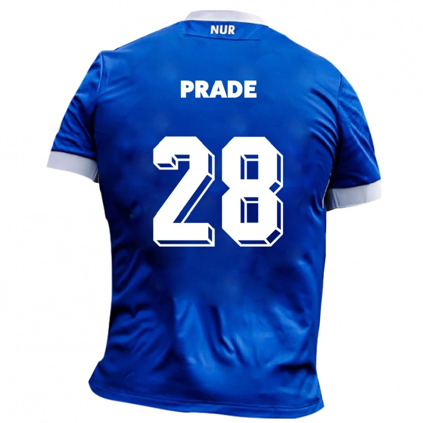 Danxen Criança Camisola Adrian Prade #28 Azul Branco Alternativa 2025/26 Camisa