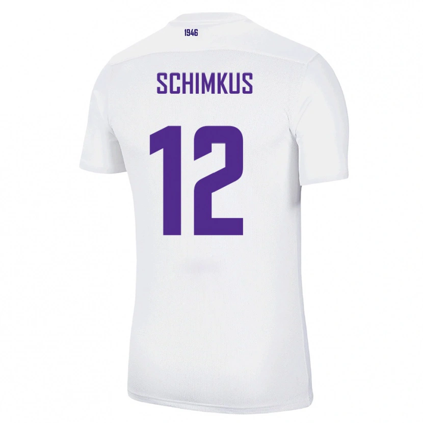 Danxen Criança Camisola Lukas Schimkus #12 Branco Verde Alternativa 2025/26 Camisa